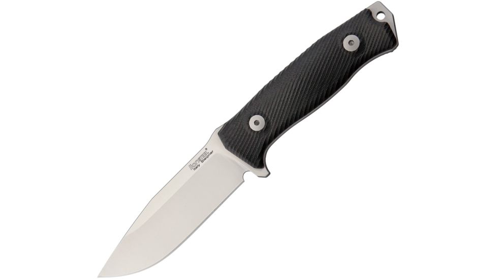 Lionsteel M5 Fixed Blade G-10 Fixed Blade Knife, 4.5in, Drop Point, Satin, Black, G10 Handle LSTM5G10