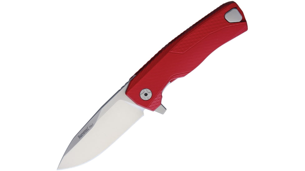 Lionsteel ROK Framelock Folding Knife, 3.25in Satin Bohler M390 SS Drop Point, Red Aluminum Handle, ROK A RS