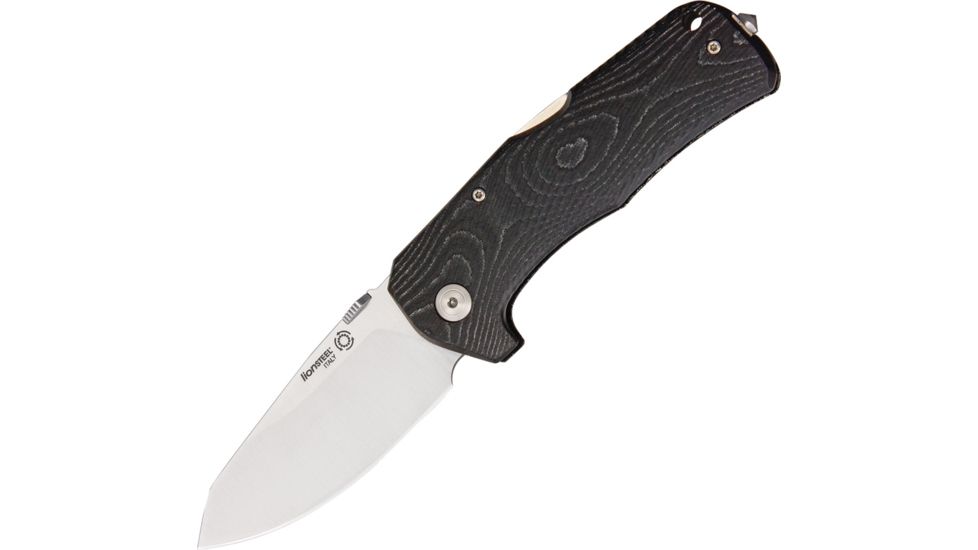 Lionsteel TM1 Micarta Handle Satin Blade Folding Knife,3.5in,Satin,Black,Micarta Handle LSTTM1MS