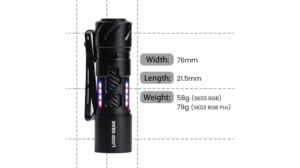 Loop Gear SK03 Flashlight RGB Black, LPGSK03RGBBK