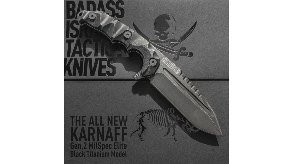 LOTAR Combat Karnaff Gen 2 MilSpec Elite Fixed Blade Knives, 109mm, CPM3V, Drop Point, Plain Edge, G10, Black, R102SW