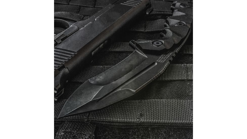 LOTAR Combat Kobra Gen 4 MilSpec Elite Fixed Blade Knives, 107mm, CPM3V, Modified Tanto, Plain Edge, G10, Black, K104SW