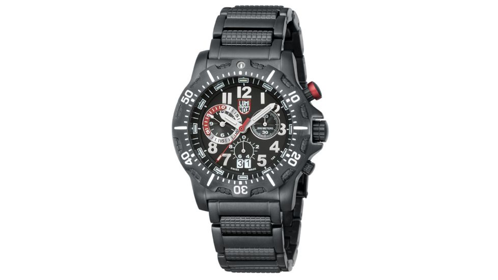 LUMINOX Dive Chrono Watch w/ Black Steel Bracelet, Black/Silver, 44mm A.8362.RP