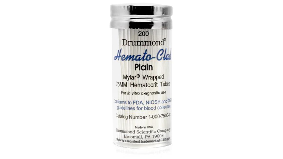 LW Scientific 75mm Microhematocrit Tubes/Mylar-clad Glass/Plain, 200 vial, CNT-HTMC-PN77