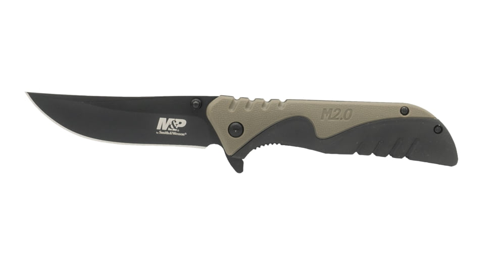 M&amp;P M2.0 Ultra Glide Folding Knife, 3.5in, 8Cr13MoV Steel Blade, 4.5in, Rubber Handle, OD Green, 1100042