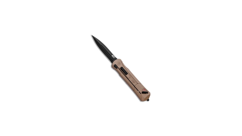 M&amp;P Smith &amp; Wesson M&amp;P OTF Spring Assisted Spear Point Knife Tan 3.5" Black *DISC*, Tan, AUS-8, adult, BHQ-209396