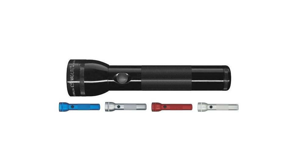 MagLite 2 cell Flashlight, Black, Blue, Gray, Red, Silver