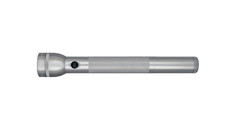 Maglite 4 D-Cell Incandescent Xenon Flashlight, D Cell Alkaline, White, 98 Lumens, Gray, Blister, S4D096