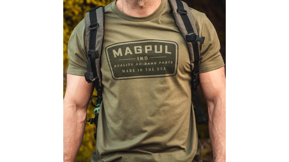 Magpul Industries Go Bang Parts Patch T-Shirt - Mens, 2X Large, Cotton Polyester Blend, Olive Drab Green, MAG1526-316-2XL