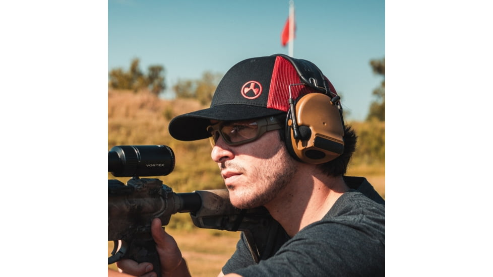 Magpul Industries Icon Trucker Hat, Black/Red, M/L, MAG1106-003