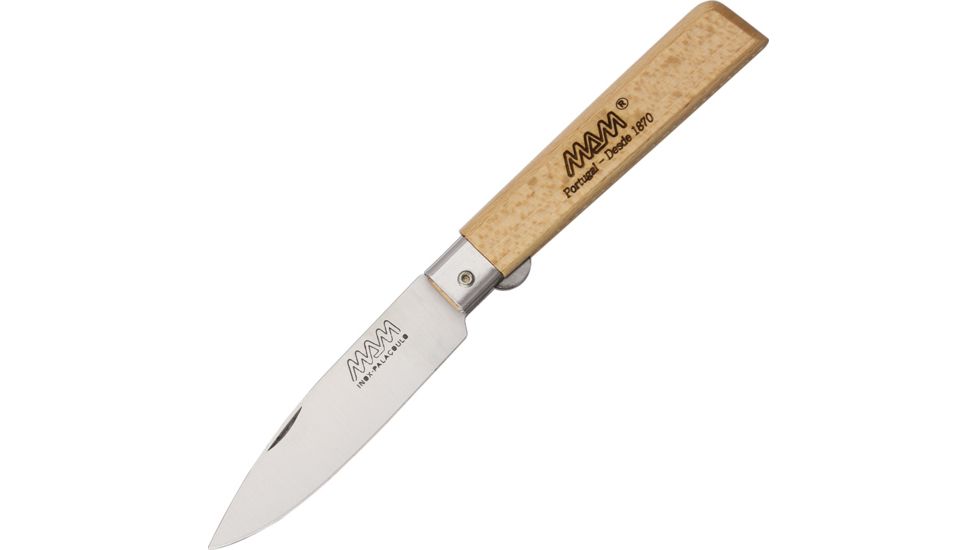 MAM Medium Linerlock Drop Point Folding Knife,3.25in,Drop Point,Brown,Beechwood Handle MAM3AB