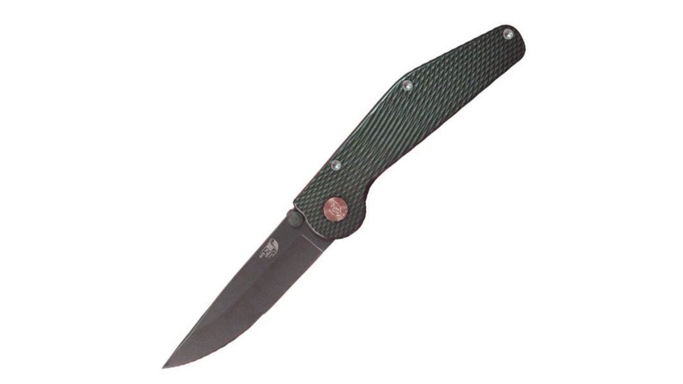 Mantis GT Folding Knife,3.75in Drop Point Plain Ti-Nitrate coated Stainless Steel,Green Aluminum Handle GT109