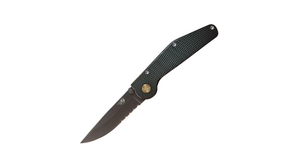 Mantis Gt-Folder, 3.75in Drop Point, Serrated Blade, Manual, Green, GT-110
