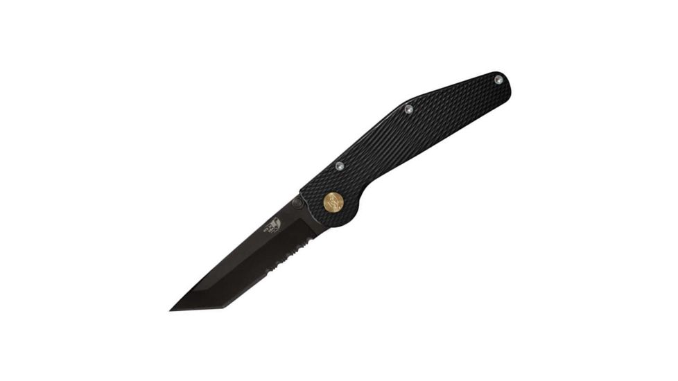 Mantis Gt-Folder, 3.75in Tanto, Serrated Blade, Manual, Black, GT-302