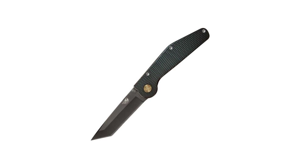 Mantis GT Folding Knife,3.75in Tanto Plain Ti-Nitrate coated Stainless Steel,Green Aluminum Handle GT309