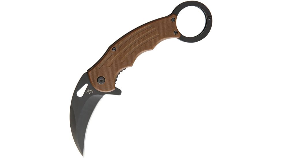Mantis Karambit Linerlock A/O Coyote Folding Knife,2.75in,Stainless Steel,Standard Edge,Black,Tan,G10 Handle MANMK5B
