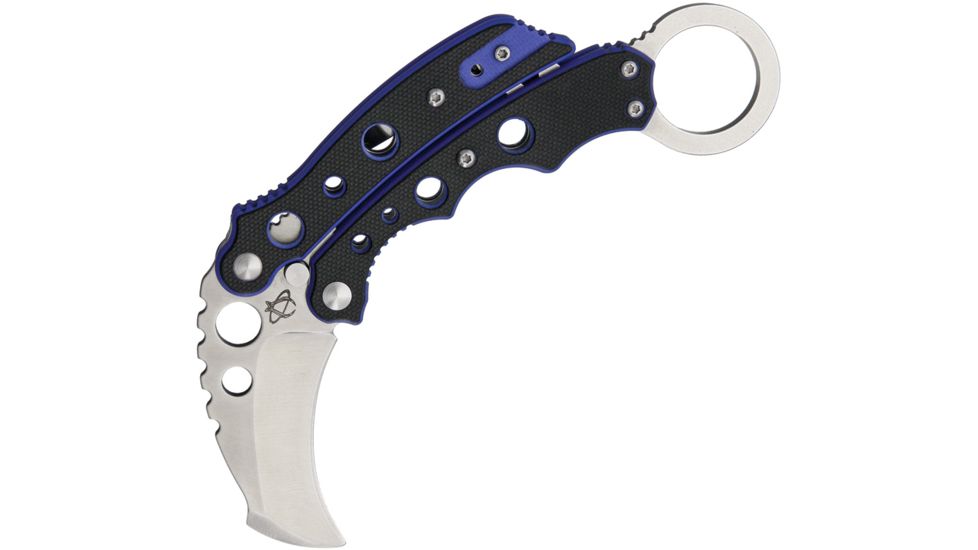 Mantis Vuja De Karambit Blue Folding Knife,2in,Black and Blue,G10 Handle MANMK4B