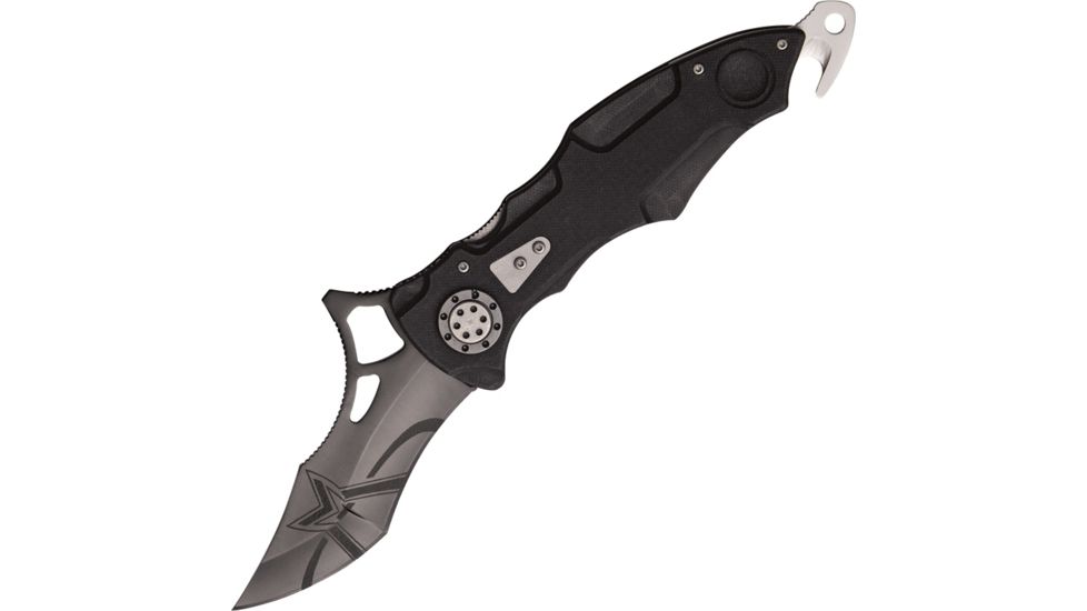 Mantis Z'Mora Fold Knife, Black Partially SE, Black G-10 handle MANMT8R