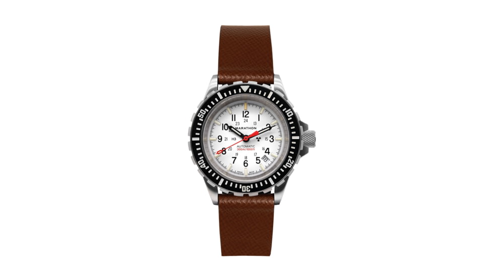 Marathon Cross Hatch 2-Piece Strap, Italian Leather, Steel Buckle, 20mm, Cognac, Standard, WS-LT-CGSS-20-ST