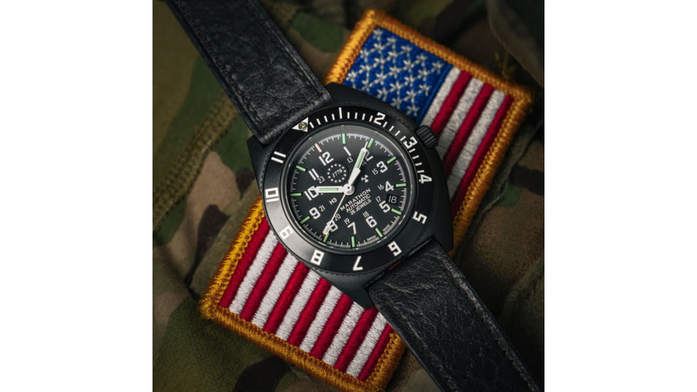 Marathon Limited 250 Edition SSNAV-D Auto Unisex Watch, 41mm Case Diameter, Bi-Directional Bezel, Black Leather Strap, WW194030AN-US250
