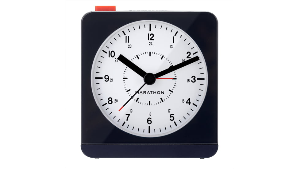 Marathon Analog Desk Alarm Clock w/Auto-Night Light, Blue, CL030053-MB-WH-NA