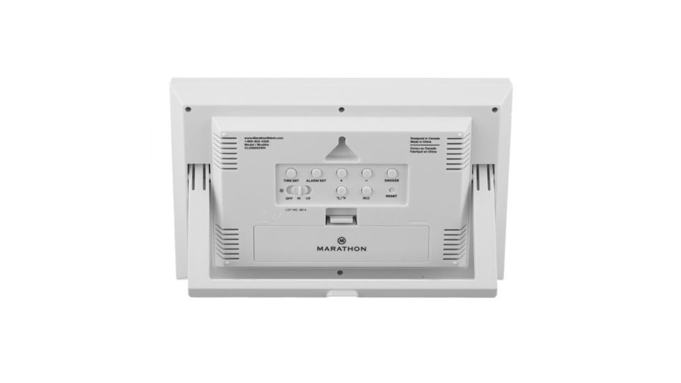 Marathon Digital Wall Clock w/Auto-Night Light, White CL030052WH