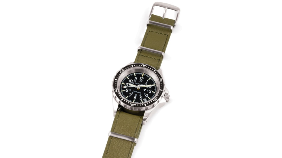 Marathon Leather Nato Watch Strap, 18mm, Olive Green, WS-LDS-OGSS-18-11