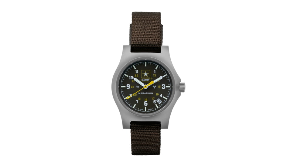 Marathon Official US Army Officers Watch w/ Date, Black, NSN 6645-01-697-8865, WW194015SS-1101