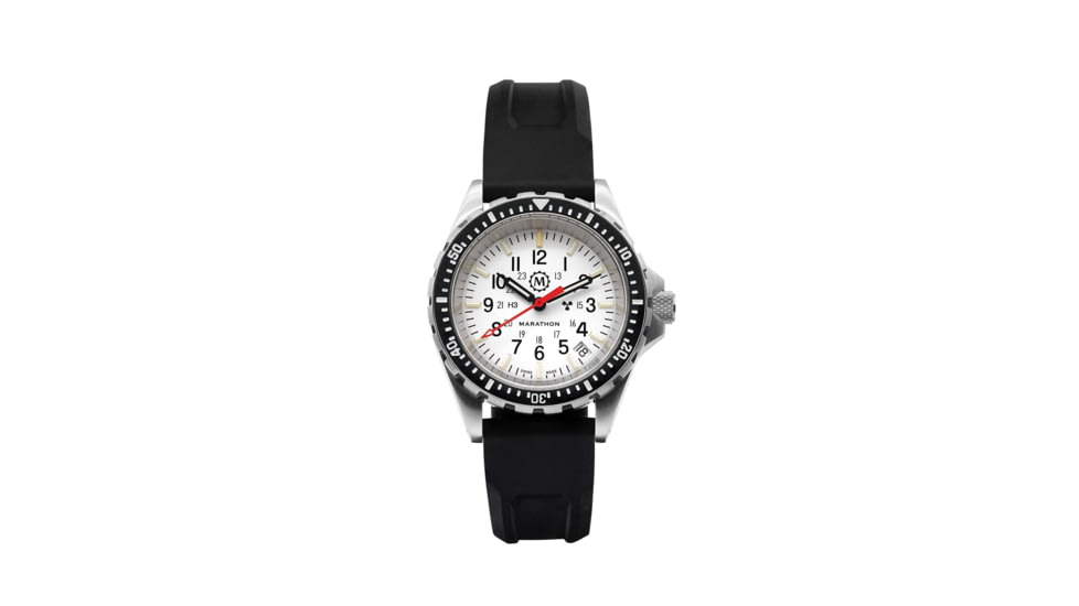 Marathon Search and Rescue Medium Divers Quartz Wristwatch, Black/White Dial, WW194027SS-0530