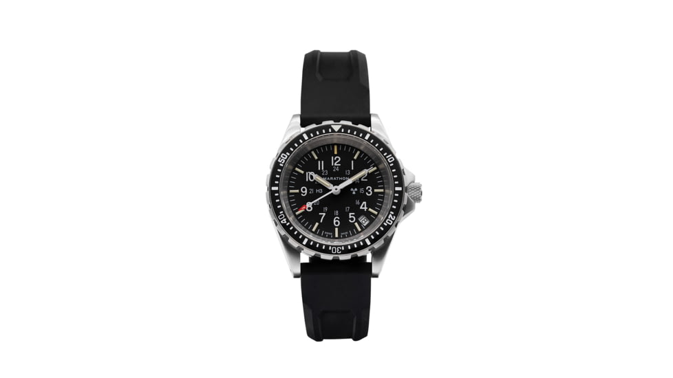 Marathon Search and Rescue Medium Divers Quartz Wristwatch, Black, WW194027SS-0130