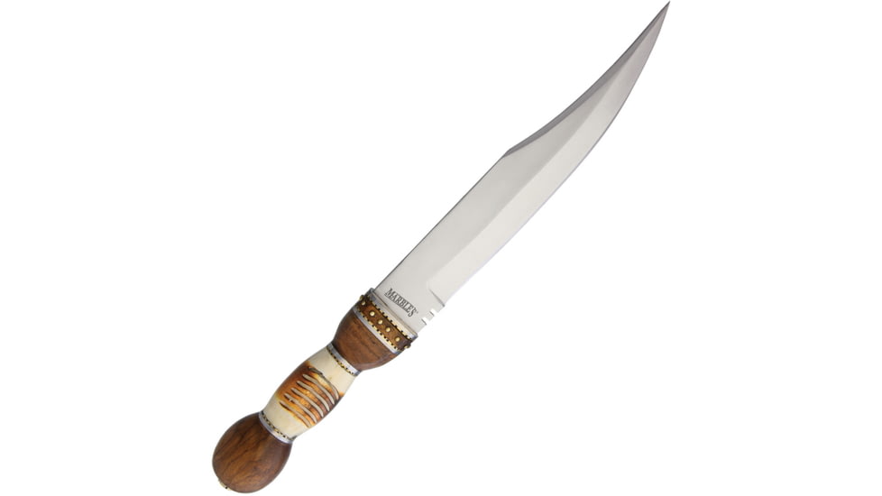 Marbles Bowie Knife, 11.75 satin finish stainless clip point blade, Burnt bone and wood handle, # 12 / MR570