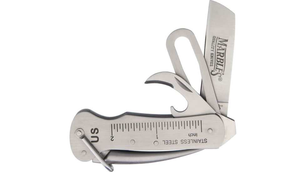 Marbles First Mate Knife Folding Knife,Stainless Steel,Standard Edge,Sheepsfoot,Satin,Stainless Handle MR405