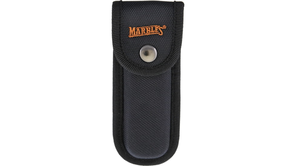 Marbles Folding Hunter Imitation Stag Folding Knife, Satin SS Clip And Skinner Blades, Imitation Stag Handle, Black Nylon Sheath, KB223/ MR417 #61 SHIELD