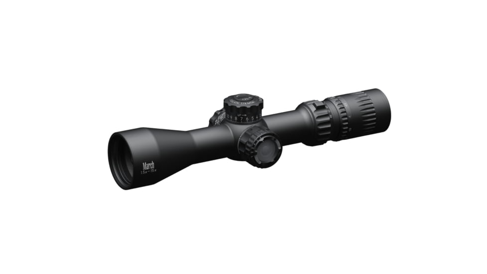 March Scopes 1.5-15X42mm Normal Turret Rifle Scope, 30mm Tube, SFP, FD-1 Reticle, with 6-level Illumination, Black, NSN None, D15V42IML FD-1 Reticle