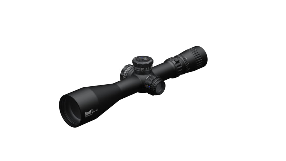 March Scopes High Master Wide March-FX Angle 5X-42X56, Lockable Tactical Turrets, FMA-TR1 Reticle, With 6-level Illumination, FFP, MOA, Black, D42HV56WFIMAX-G2FMA-TR1Ret