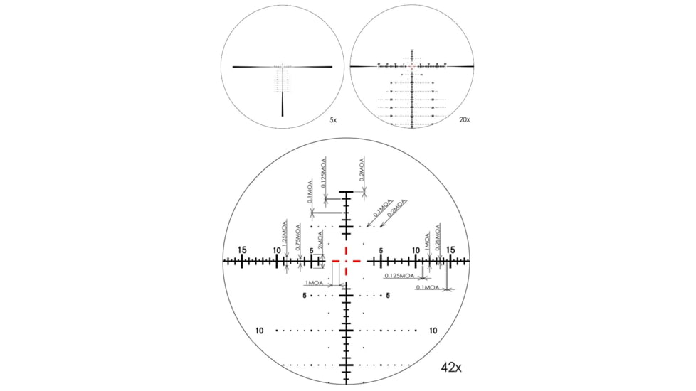 March Scopes High Master Wide March-FX Angle 5X-42X56, Lockable Tactical Turrets, FMA-TR1 Reticle, With 6-level Illumination, FFP, MOA, Black, D42HV56WFIMAX-G2FMA-TR1Ret