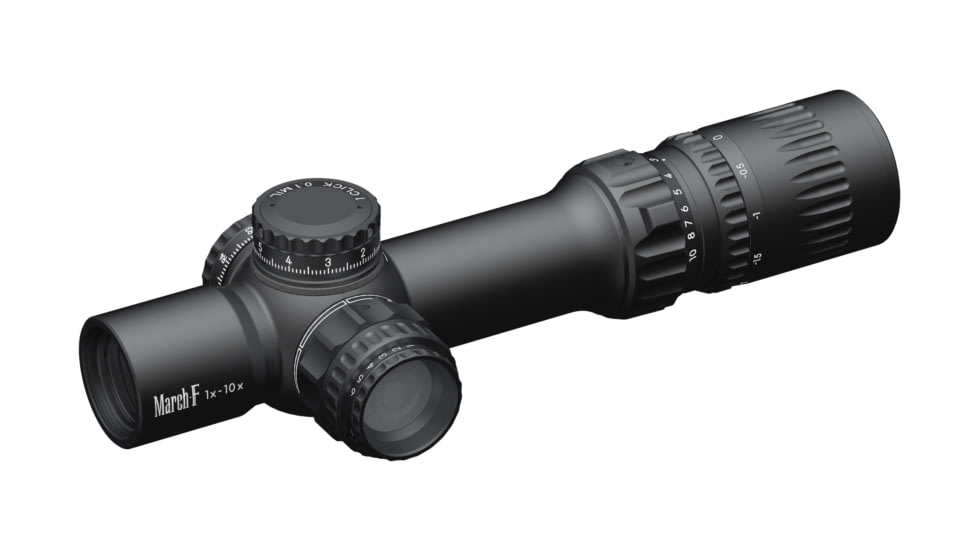 March Scopes March-F Normal 1-10x24mm LPVO 30mm Tube Rifle Scope, First Focal Plane, DR-TR1FB Reticle, Black, D10SV24FDIMLN-DR-TR1FB
