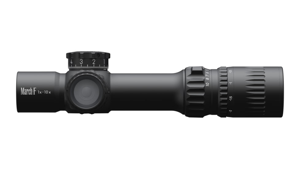 March Scopes March-F Tactical 1-10x24mm LPVO 30mm Tube Rifle Scope, First Focal Plane, DR-TR1FB Reticle, Black, D10SV24FDIML-DR-TR1FB