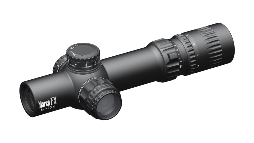 March Scopes March-FX Dual Normal 1-10x24mm LPVO 30mm Tube Rifle Scope, First Focal Plane, DR-TR1FB Reticle, Black, D10SV24FDIMLN34-DR-TR1FB