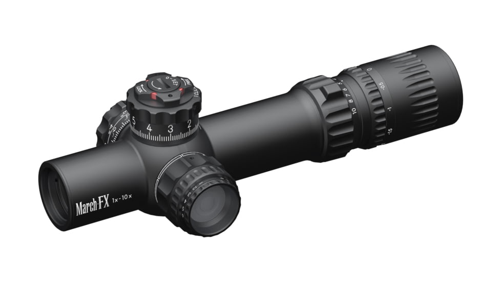 March Scopes March-FX Dual Tactical 1-10x24mm LPVO 30mm Tube Rifle Scope, First Focal Plane, DR-TR1FB Reticle, Black, D10SV24FDIMLX-DR-TR1FB