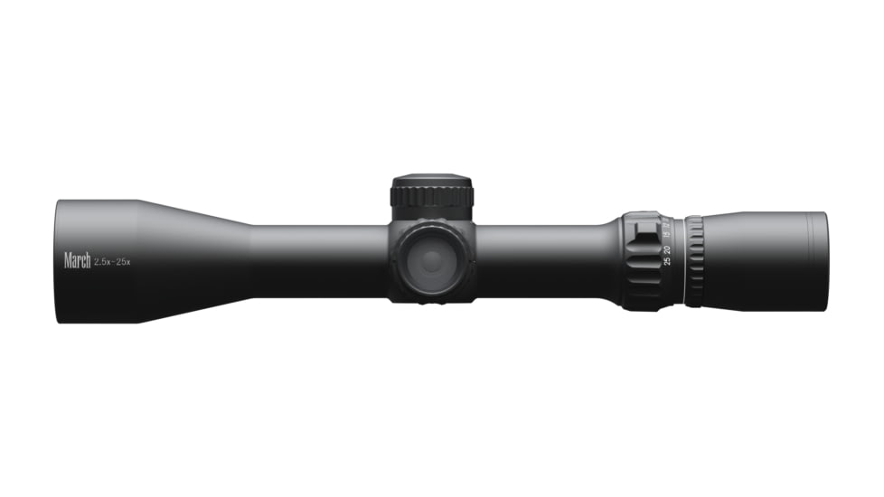 March Scopes Normal Turret 2.5-25x42mm, 30mm Tube, Second Focal Plane, FD-1 Reticle, MIL, Black, D25V42IMLFD-1 Reticle