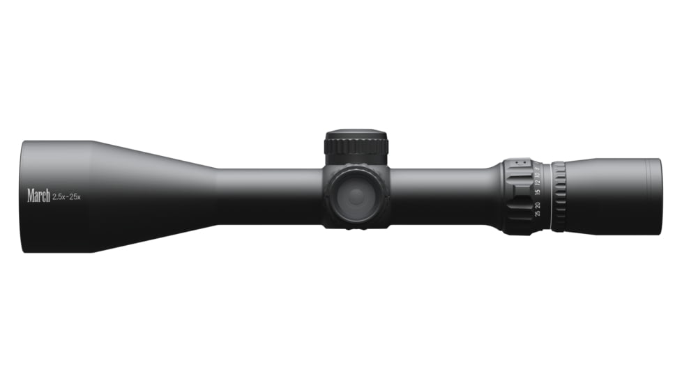 March Scopes Normal Turret 2.5-25x52mm, 30mm Tube, Second Focal Plane, MTR-5 Reticle, MOA, Black, D25V52IMTR-5 Reticle