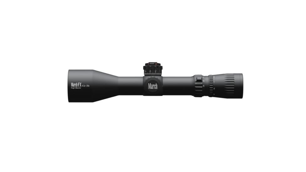 March Scopes Rifle Scope, 4.5-28x52mm, FFP, FML-PDK Reticle, Shuriken Lock Turrets, Black, D28