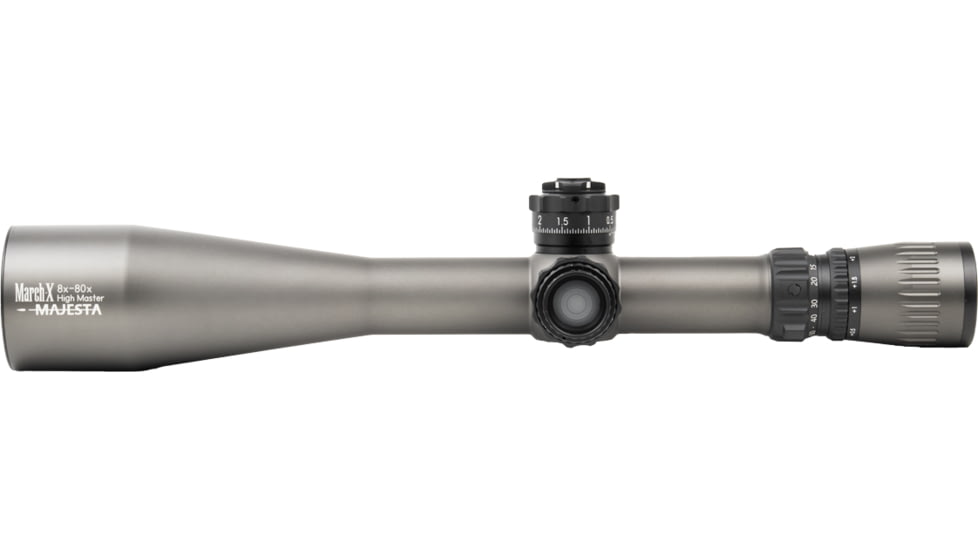 March Scopes SFP MIL High Master Wide Angle Majesta 8-80x56mm Riflescope, MML-W1 Reticle, Dark Grey, D80HV56WGRMML-W1