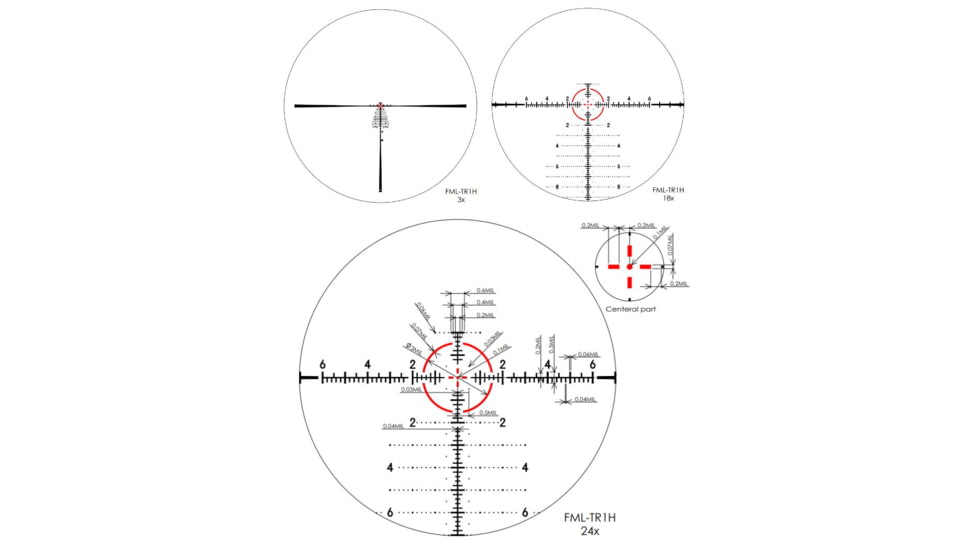 March Scopes Tactical Turret Rifle Scope, 3x-24x52mm, FFP, FML-TR1H Reticle, Black, FFP, Black, NSN None, D24V52FML (FML-TR1H Reticle)