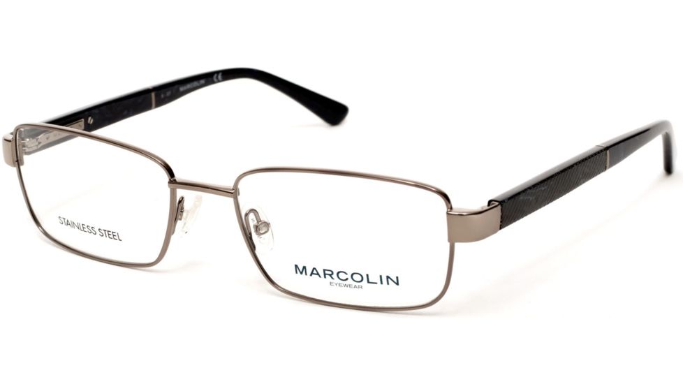Marcolin MA3015 Prescription Eyeglasses - Shiny Gumetal Frame, Shiny Gumetal Lenses, 56 mm Lens Diameter MA301556008