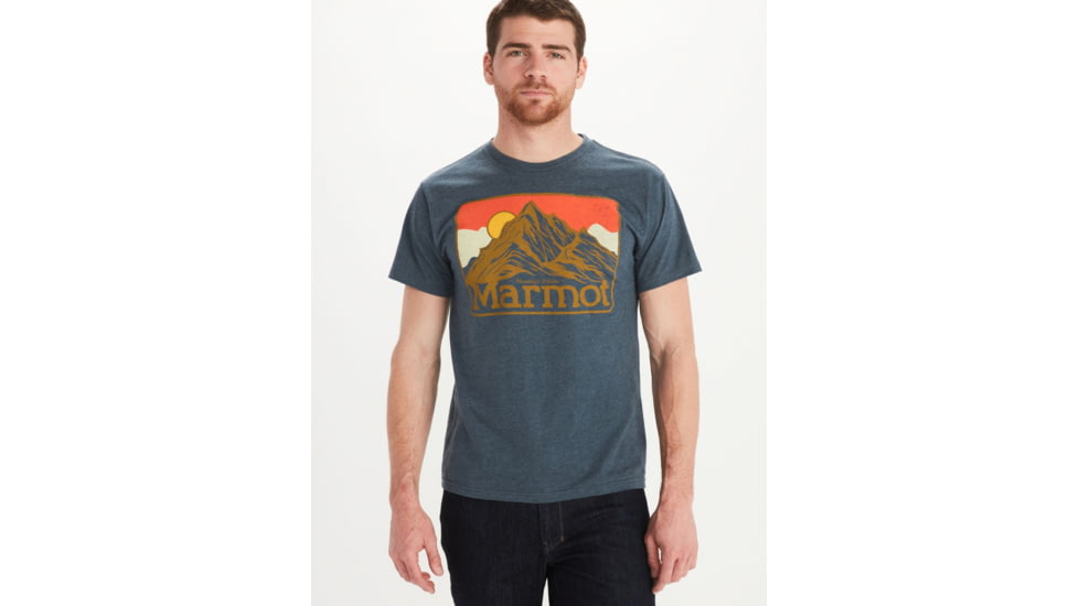 Marmot Mountain Peaks Short Sleeve Shirt - Mens, Navy Heather, Medium, 33390-8550-M