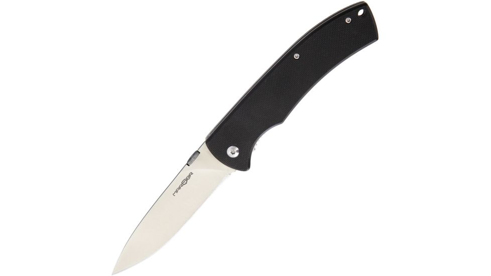 MARSER Jager 9 Linerlock Folding Knife,3.625in,Standard Edge,Drop Point,Satin,Black,G10 Handle MRSJAG9