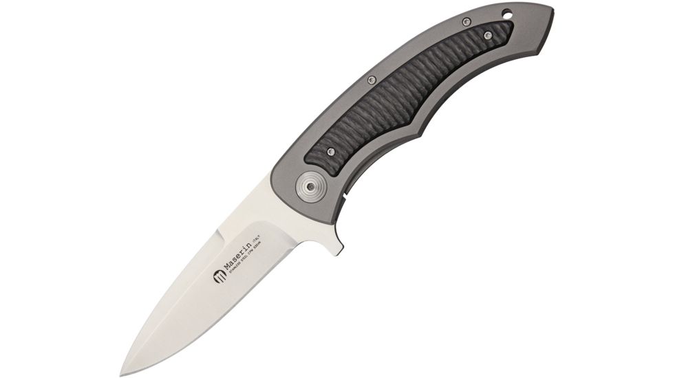 Maserin AM1 Tech Framelock Folding Knife,3.75in,CPM-S35VN Steel,Drop Point,Gray,Titanium Handle MAS382CN