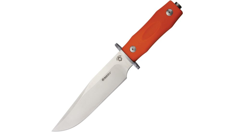 Maserin Boar Hunter Bowie Fixed Blade Knife, 8.375in, 440C Steel, Bowie, Orange, G10 Handle MAS977G10